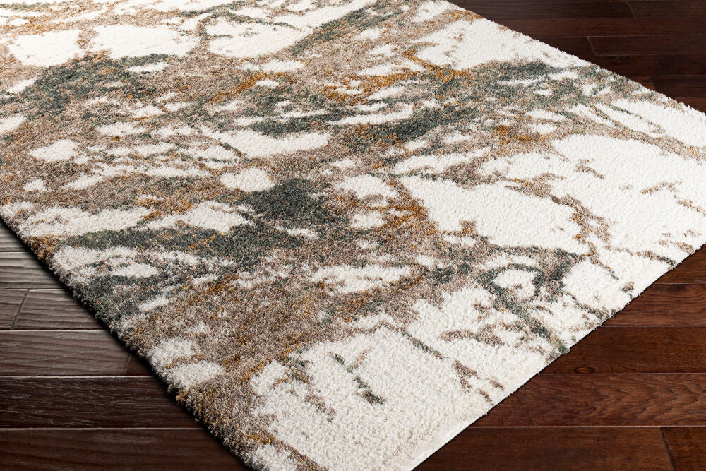 Celestial Shag Cream/Sage Machine Woven Rug CSG-2303 - corner