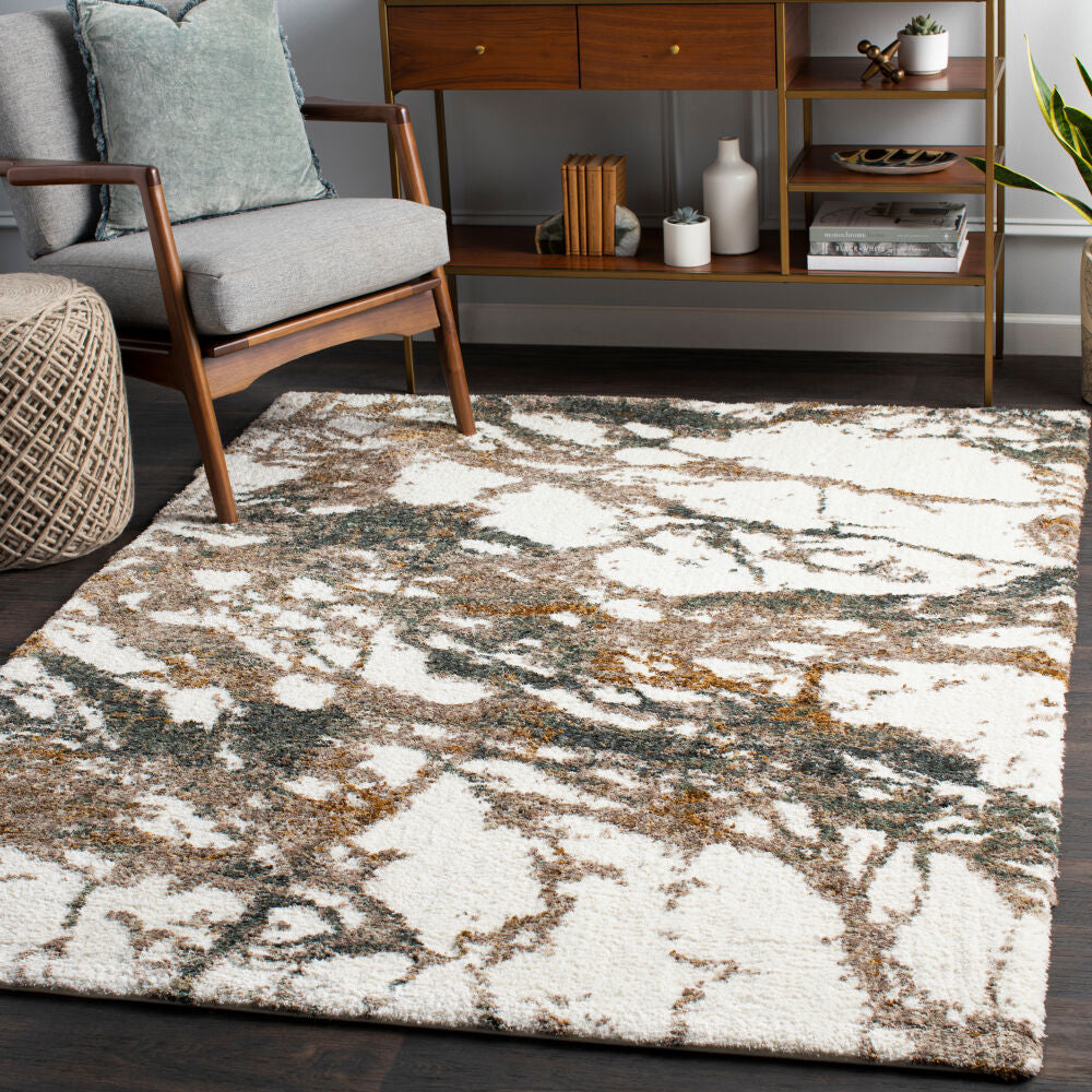 Celestial Shag Cream/Sage Machine Woven Rug CSG-2303 - roomscene