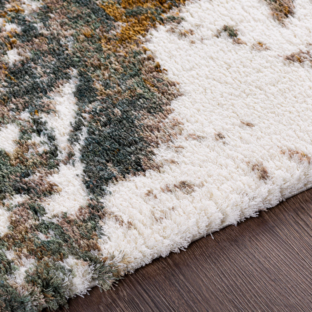 Celestial Shag Cream/Sage Machine Woven Rug CSG-2303 - texture