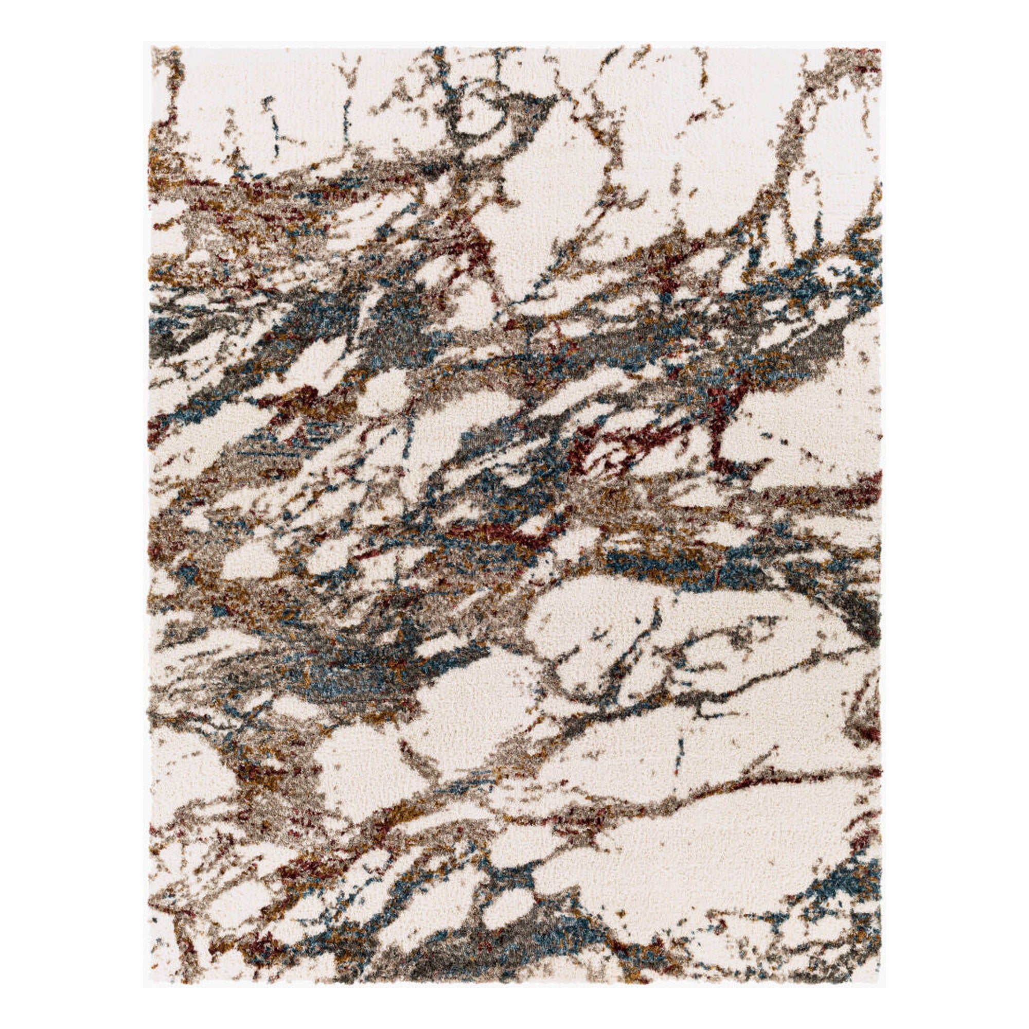 Celestial Shag Burgandy/Mustard Machine Woven Rug - 2' x 2'11"
