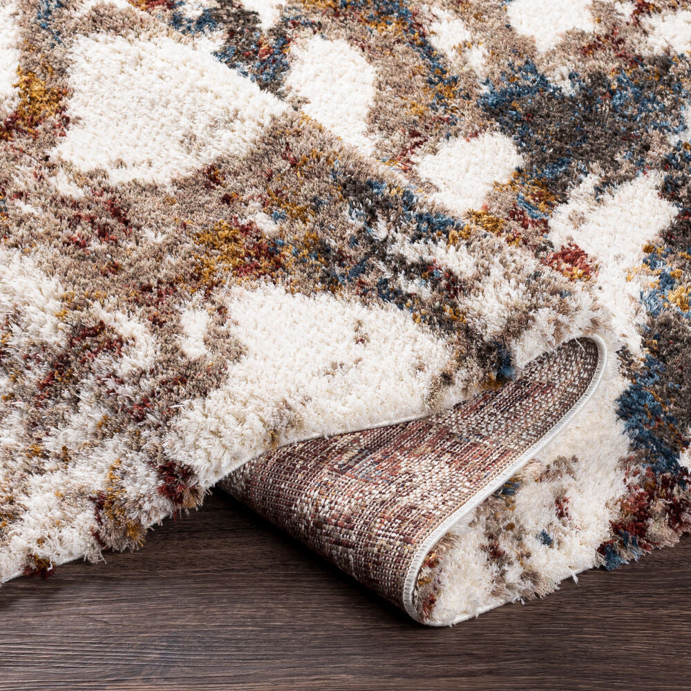 Celestial Shag Burgandy/Mustard Machine Woven Rug - fold