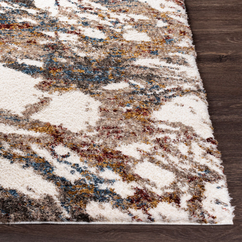 Celestial Shag Burgandy/Mustard Machine Woven Rug - front