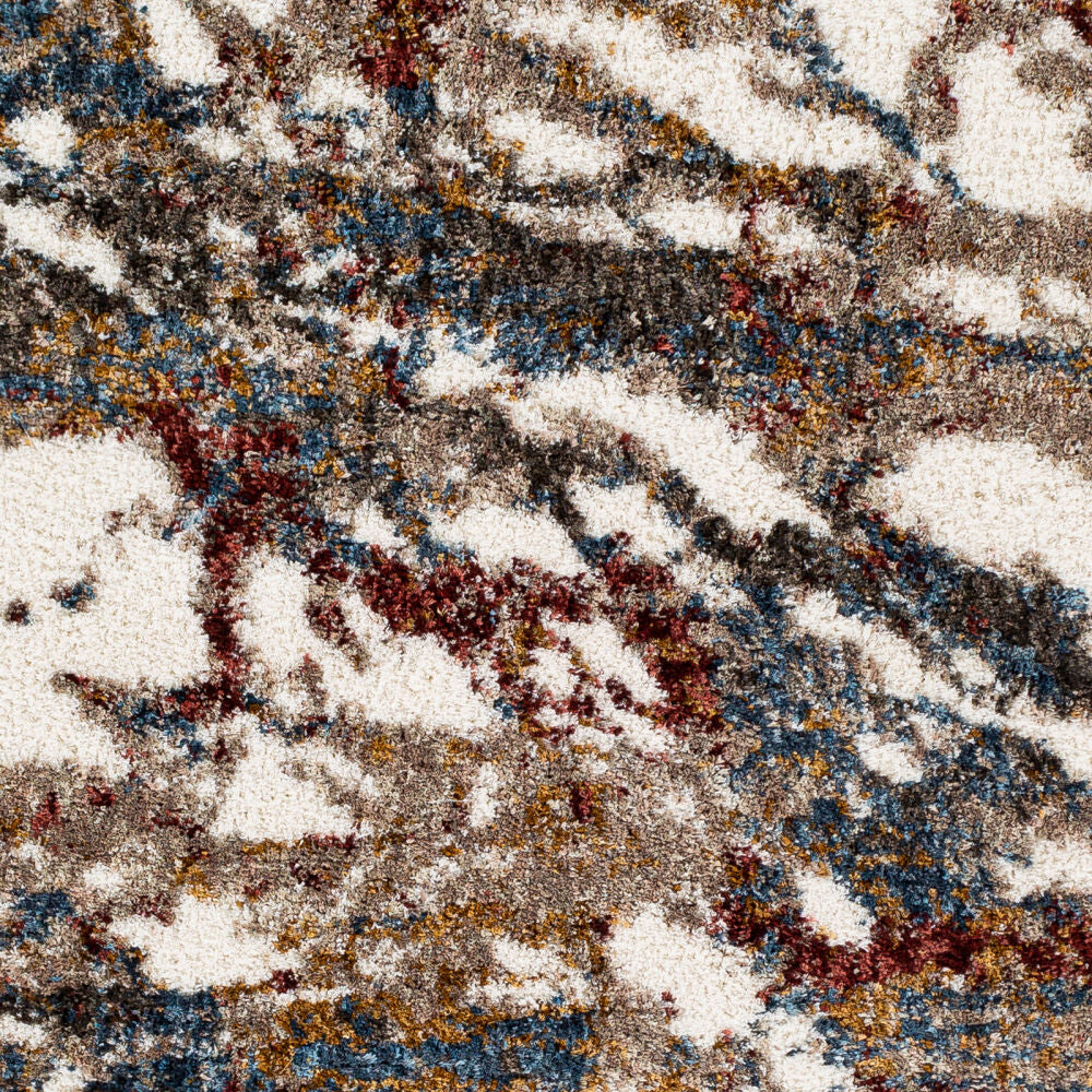Celestial Shag Burgandy/Mustard Machine Woven Rug - swatch