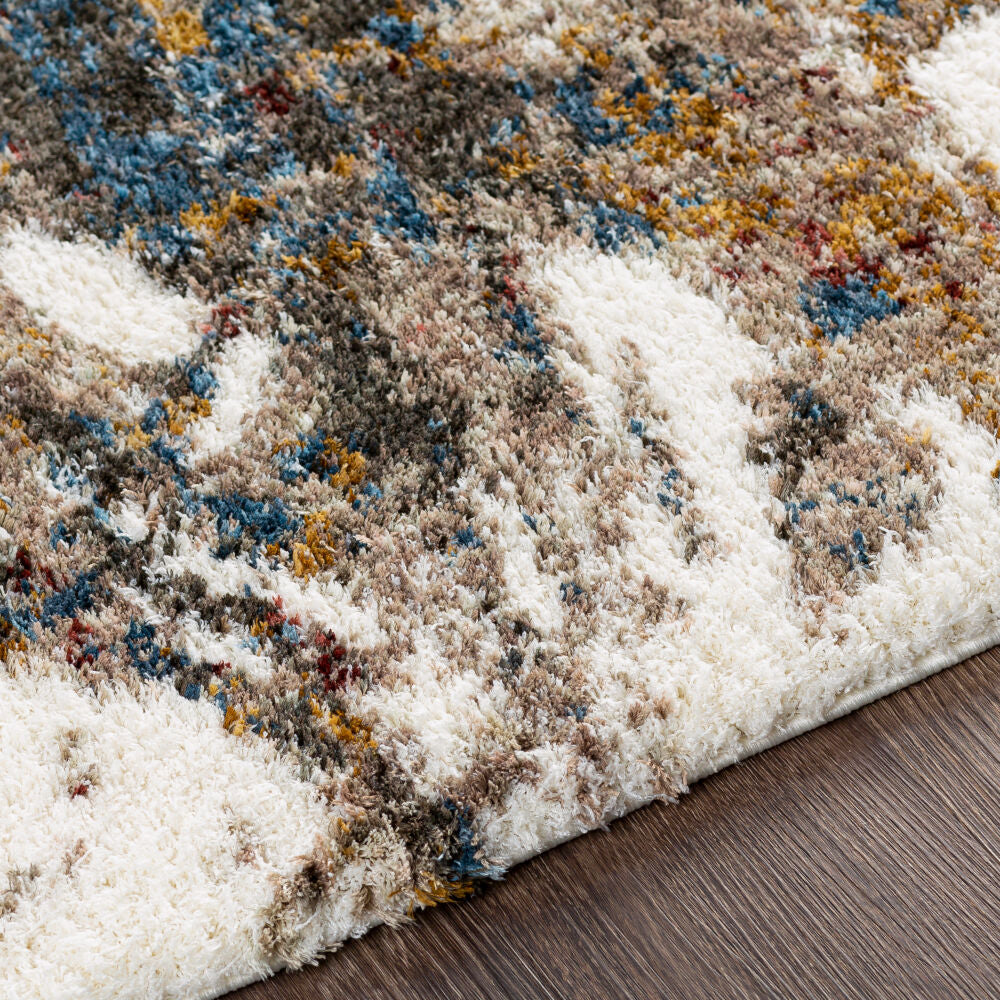 Celestial Shag Burgandy/Mustard Machine Woven Rug - texture