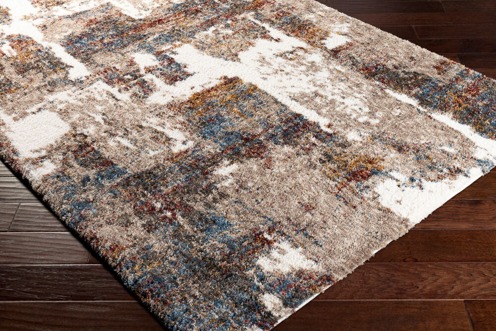 Celestial Shag Burgandy/Sage Machine Woven Rug - corner