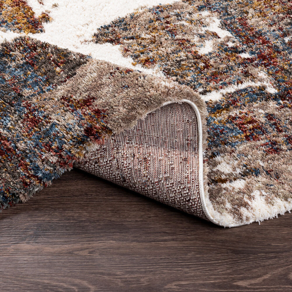 Celestial Shag Burgandy/Sage Machine Woven Rug - fold