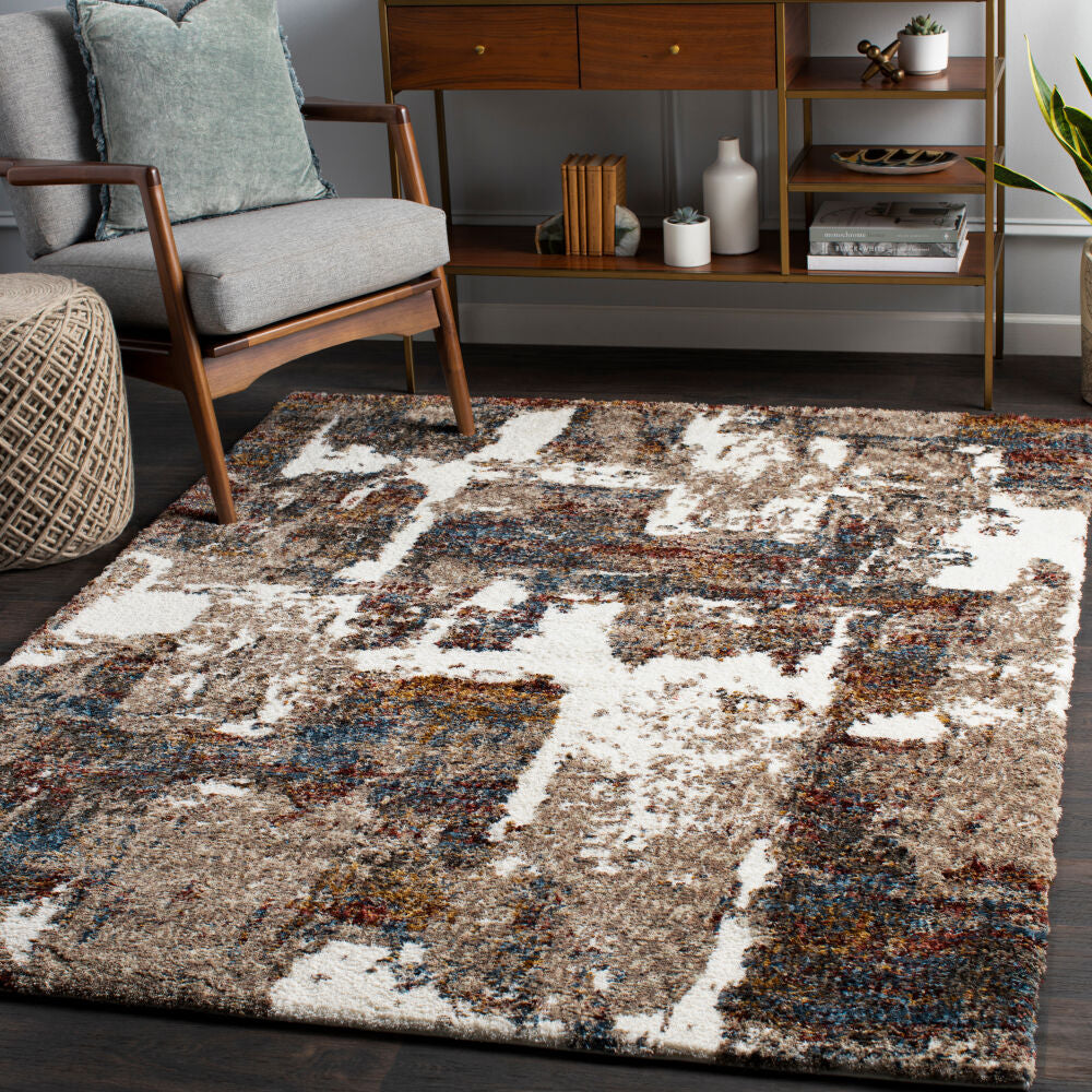 Celestial Shag Burgandy/Sage Machine Woven Rug - roomscene