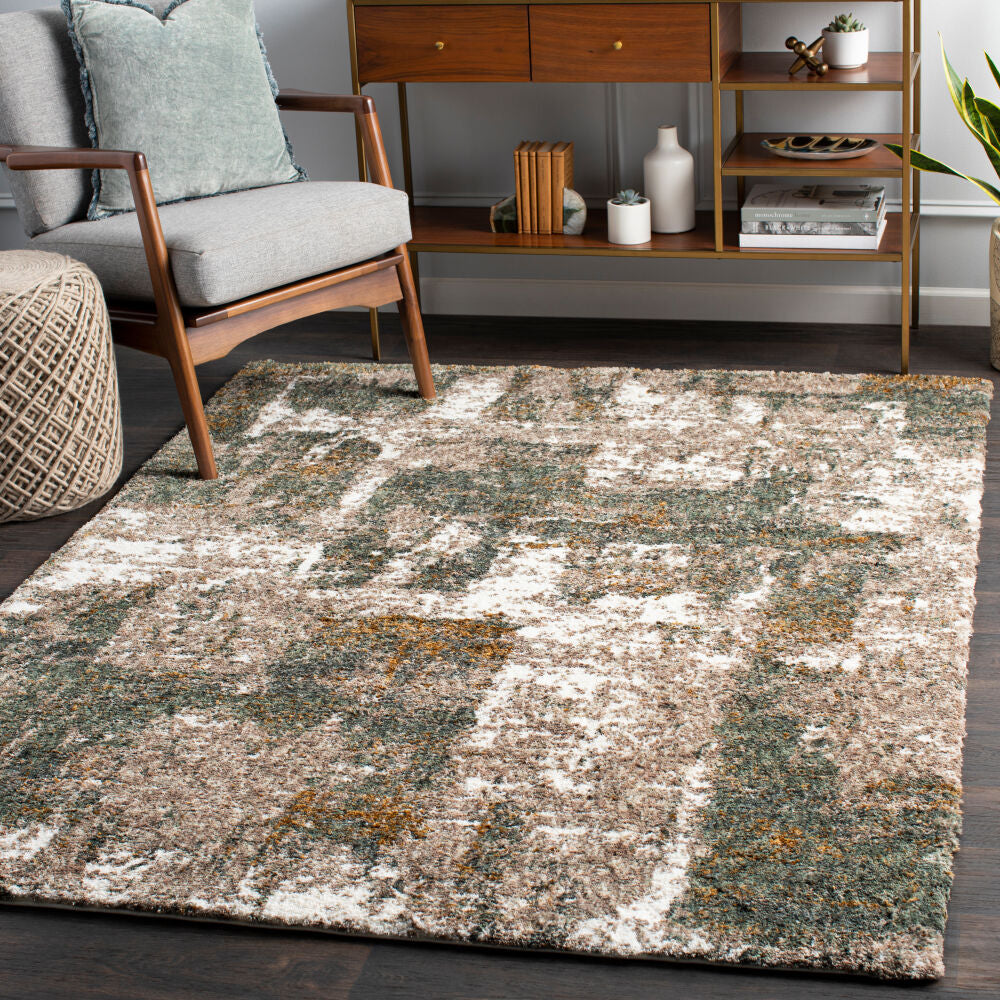 Celestial Shag Cream/Sage Machine Woven Rug CSG-2306 - roomscene