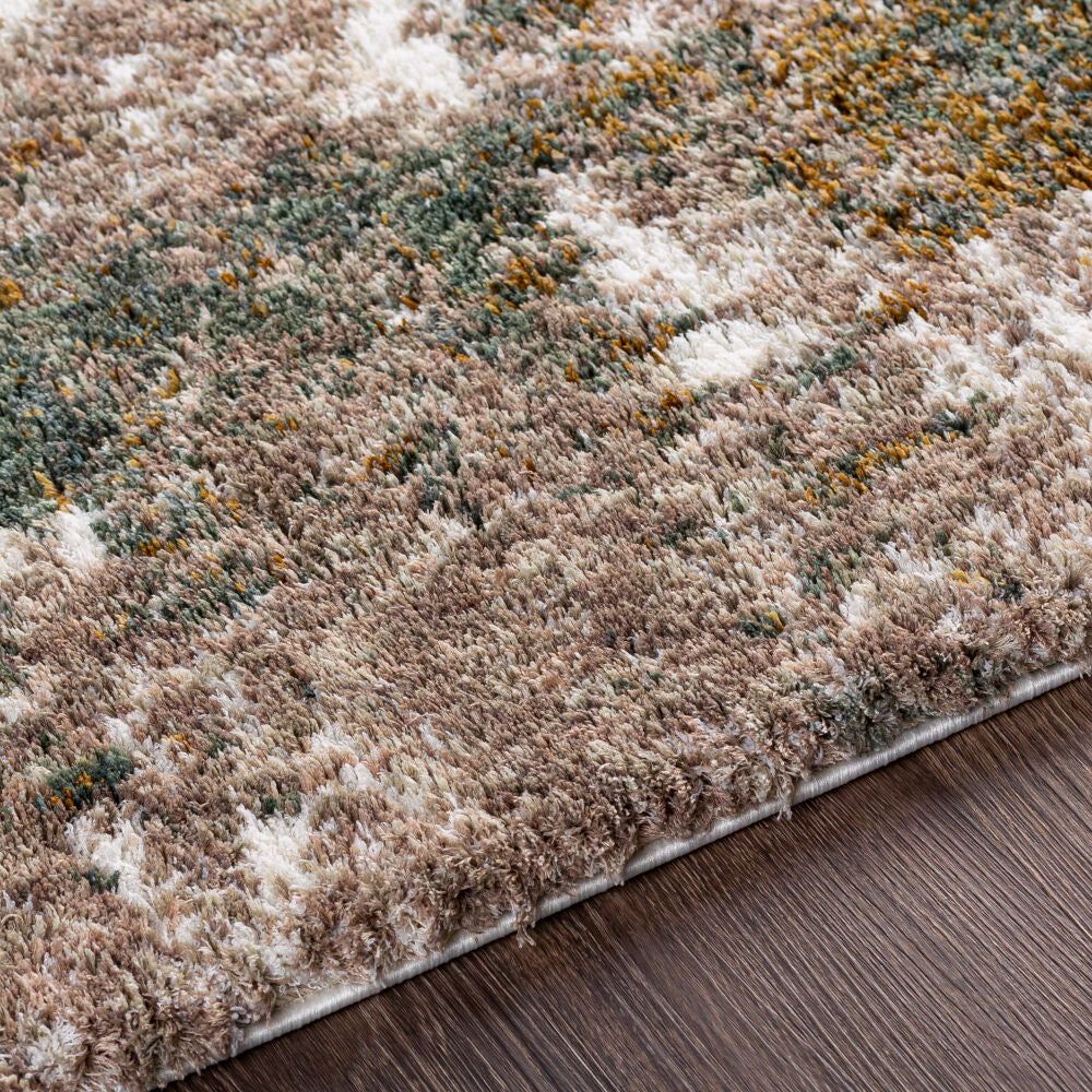 Celestial Shag Cream/Sage Machine Woven Rug CSG-2306 - texture