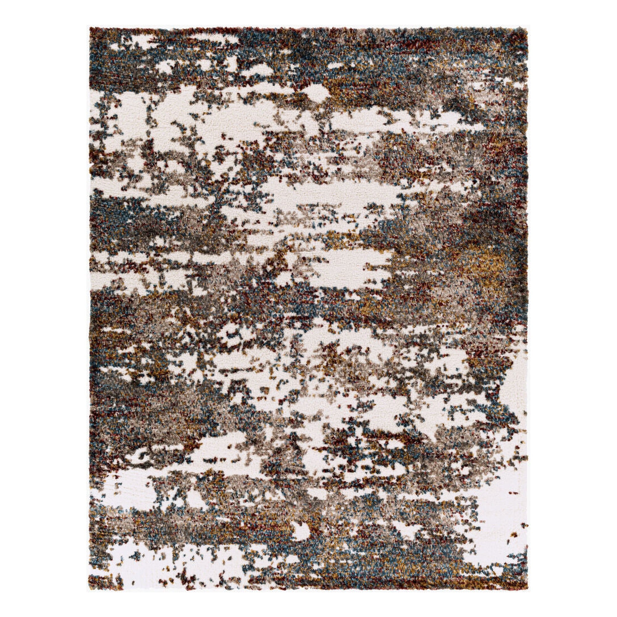 Celestial Shag Burgandy/Teal Machine Woven Rug - 2' x 2'11"