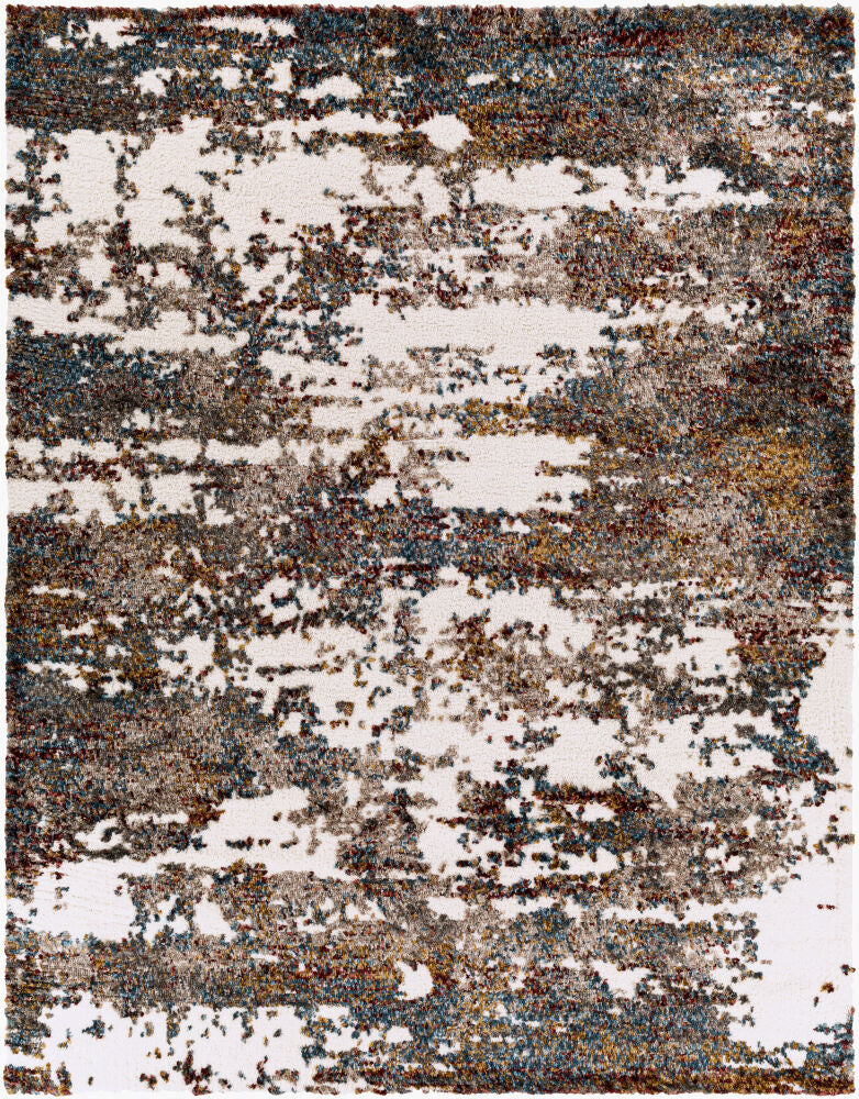 Celestial Shag Burgandy/Teal Machine Woven Rug - 2' x 2'11"