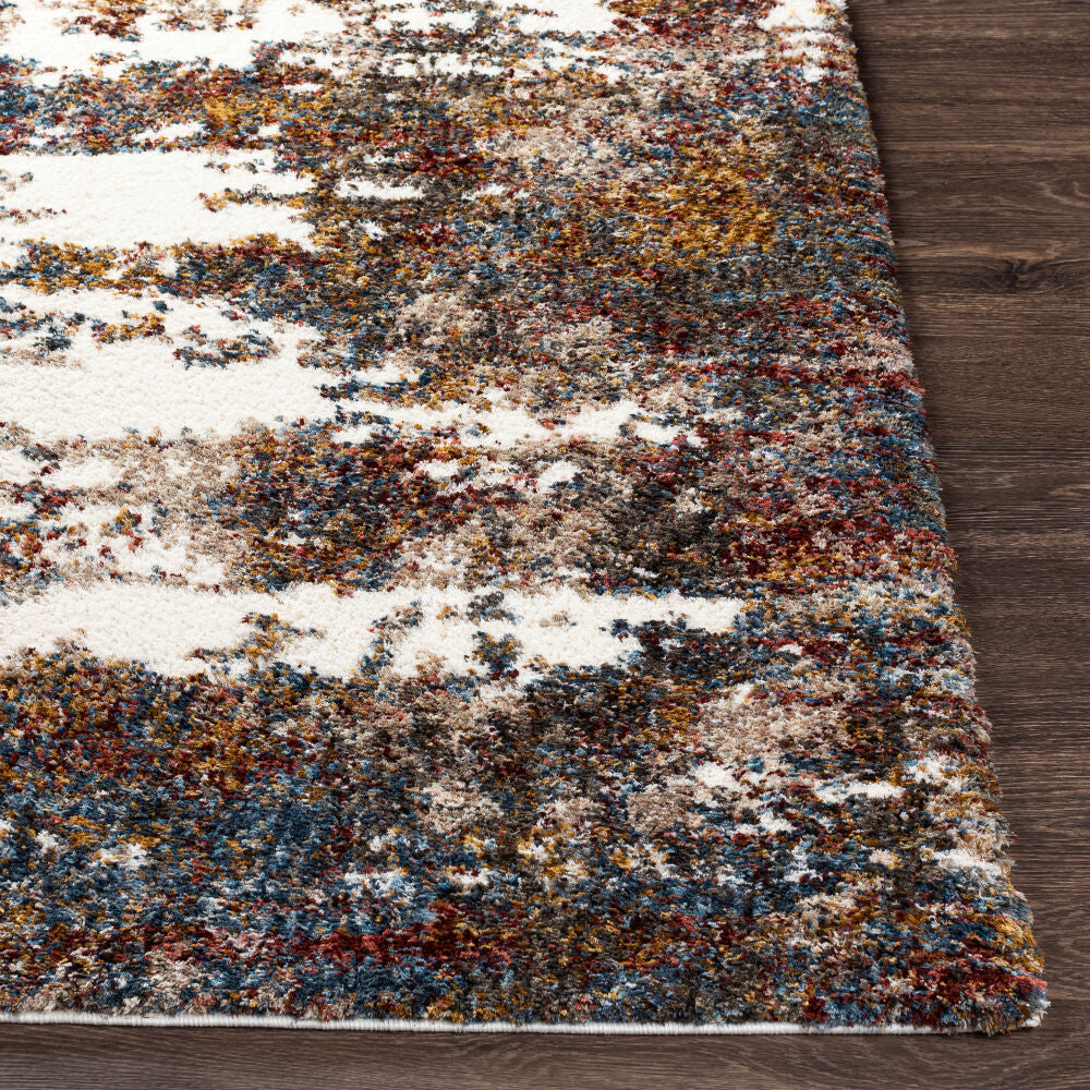 Celestial Shag Burgandy/Teal Machine Woven Rug - front