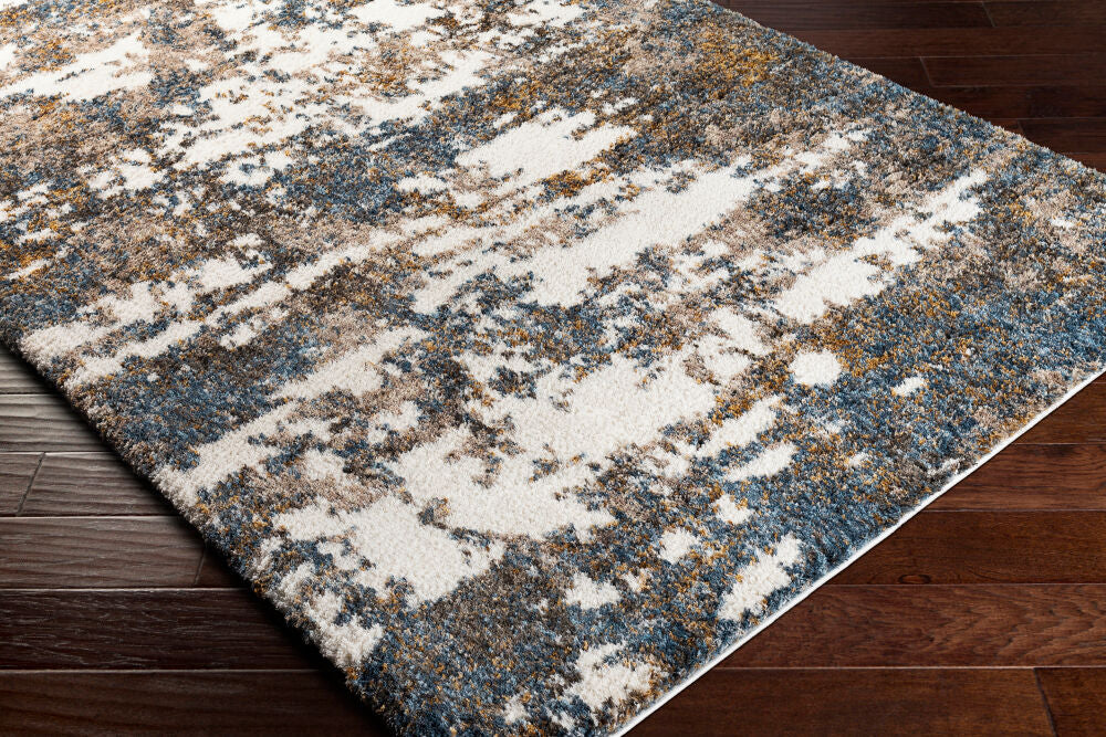Celestial Shag Cream/Mustard Machine Woven Rug CSG-2308 - corner
