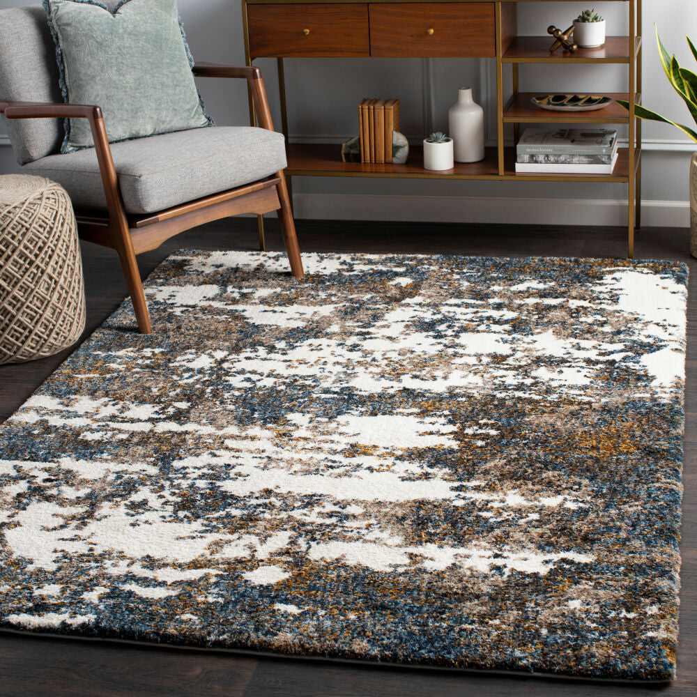 Celestial Shag Cream/Mustard Machine Woven Rug CSG-2308 - roomscene