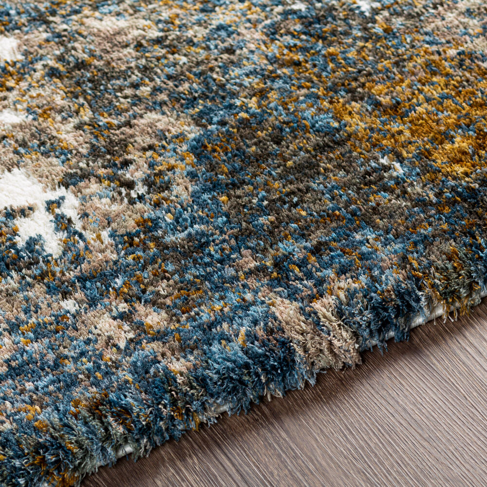 Celestial Shag Cream/Mustard Machine Woven Rug CSG-2308 - texture