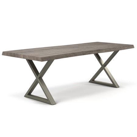 Brooks Dining Table X Base 40" x 79" Sandblasted Grey Top - Pewter Base