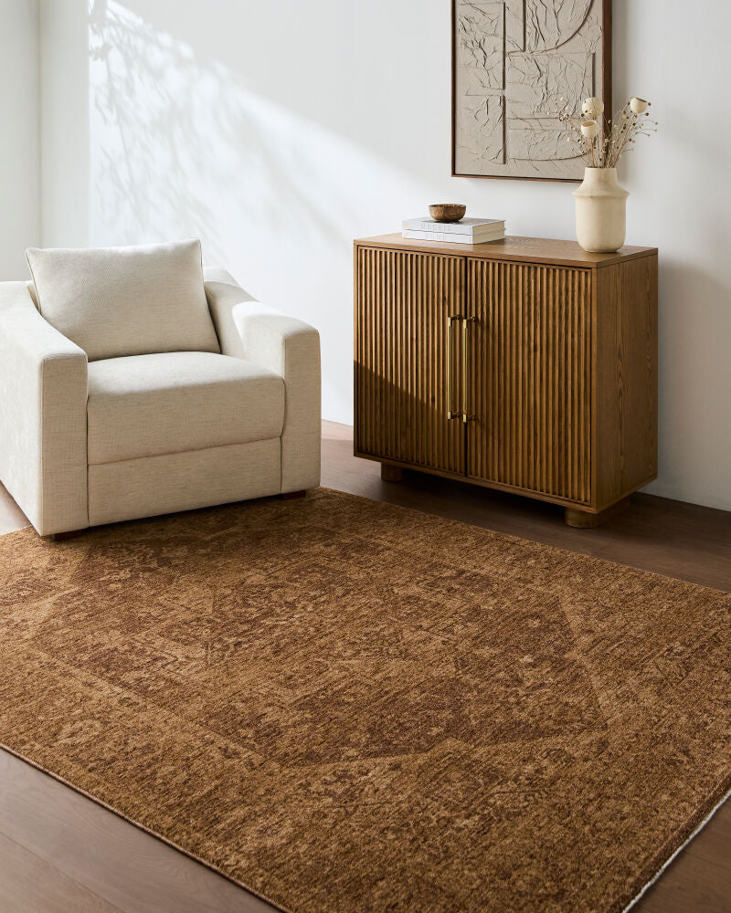Cyrus Brown/Tan Machine Woven Rug - roomscene