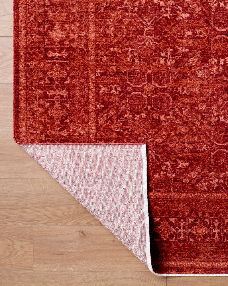 Cyrus Burgandy/Rust Machine Woven Rug - fold