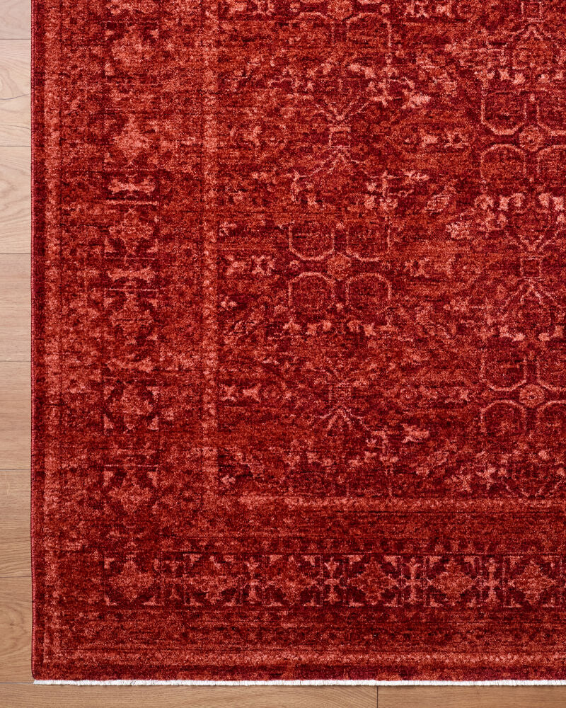 Cyrus Burgandy/Rust Machine Woven Rug - overhead