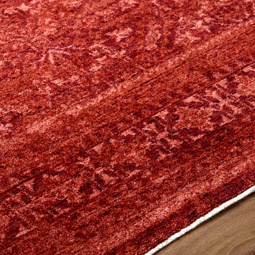 Cyrus Burgandy/Rust Machine Woven Rug - texture