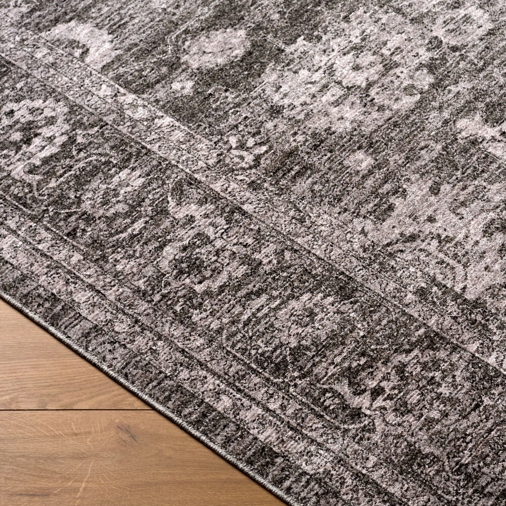 Cyrus Light Gray/Medium Green Machine Woven Rug - corner
