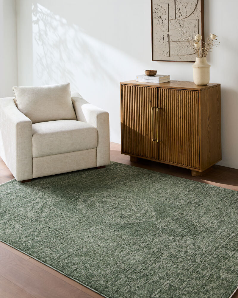 Cyrus Medium Green/Sage Machine Woven Rug - roomscene
