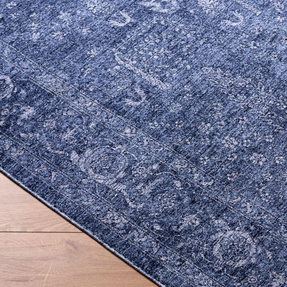 Cyrus Blue/Denim Machine Woven Rug - corner