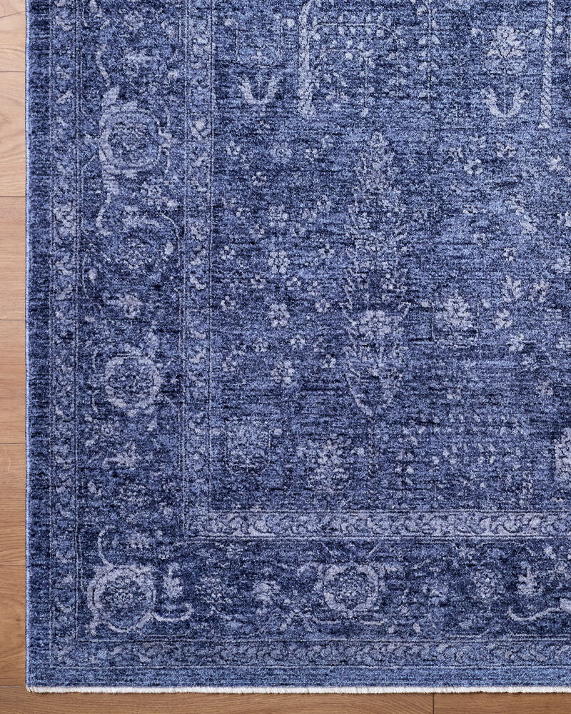 Cyrus Blue/Denim Machine Woven Rug - overhead