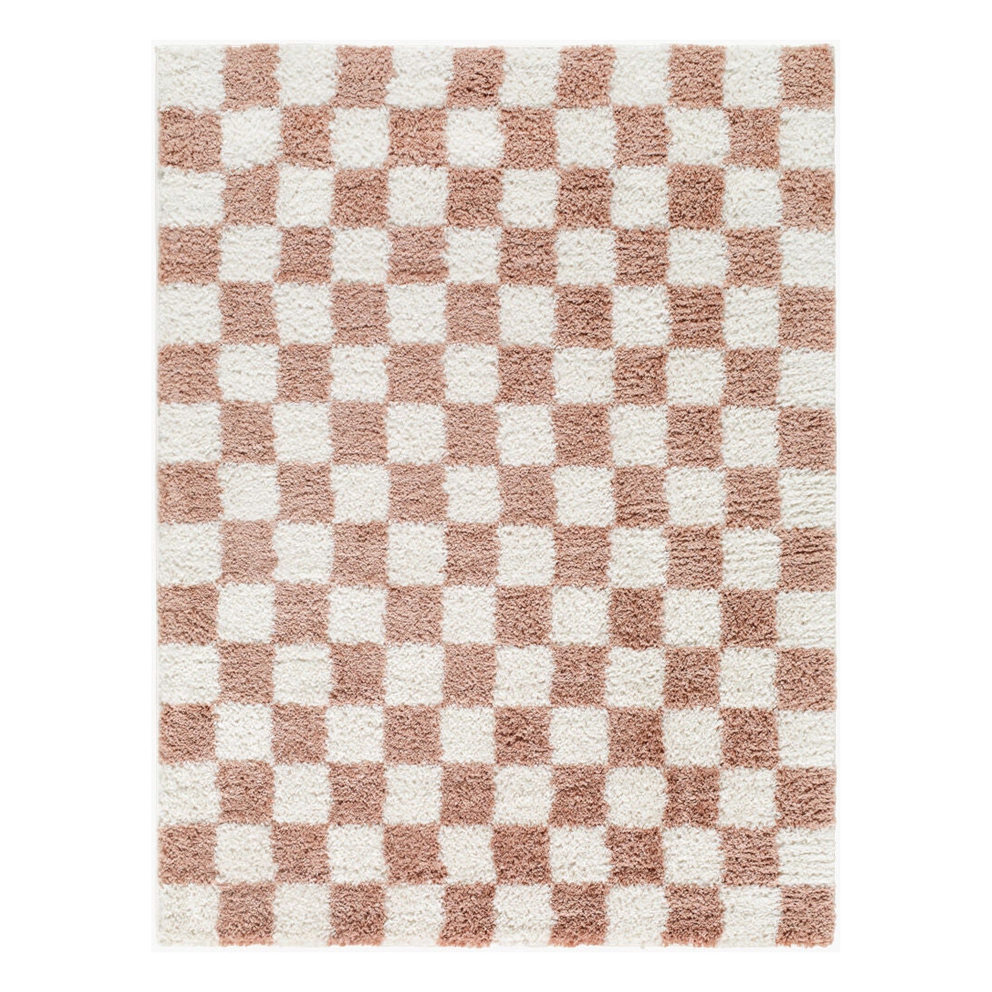 Czechia Dusty Pink/Off-White Machine Woven Rug - 5'3" x 7'