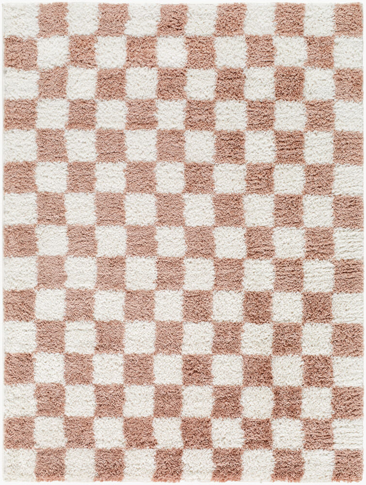 Czechia Dusty Pink/Off-White Machine Woven Rug - 5'3" x 7'