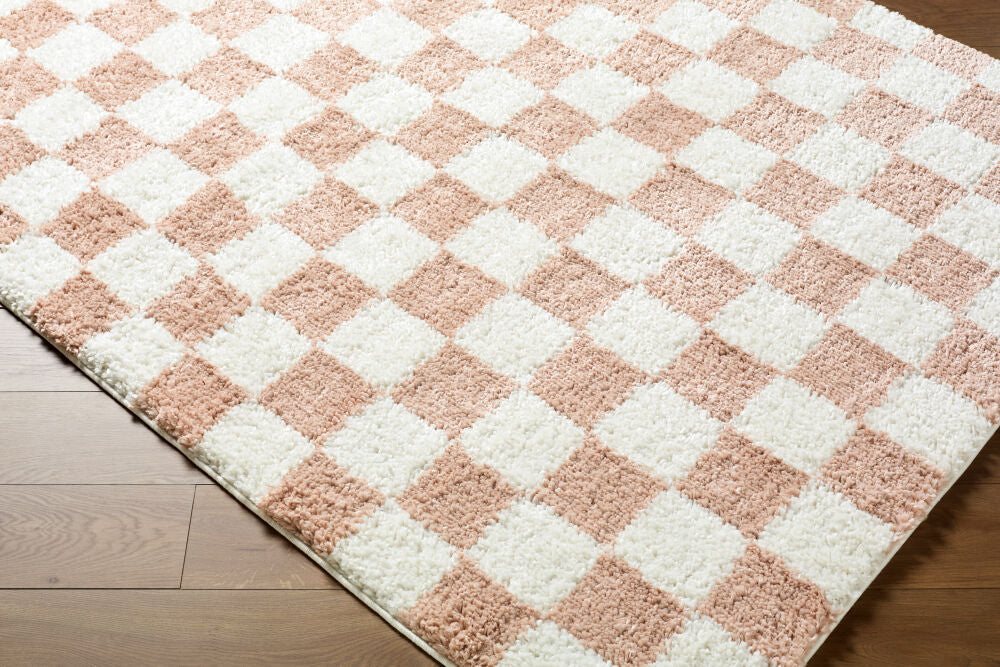 Czechia Dusty Pink/Off-White Machine Woven Rug - corner