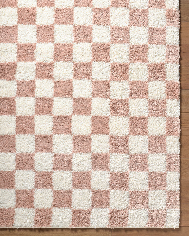 Czechia Dusty Pink/Off-White Machine Woven Rug - overhead