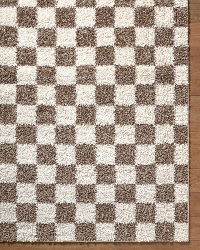 Czechia Charcoal/Off-White Machine Woven Rug - overhead