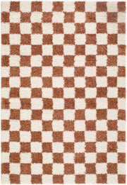 Czechia Burnt Orange/Off-White Machine Woven Rug - 5'3" x 7'