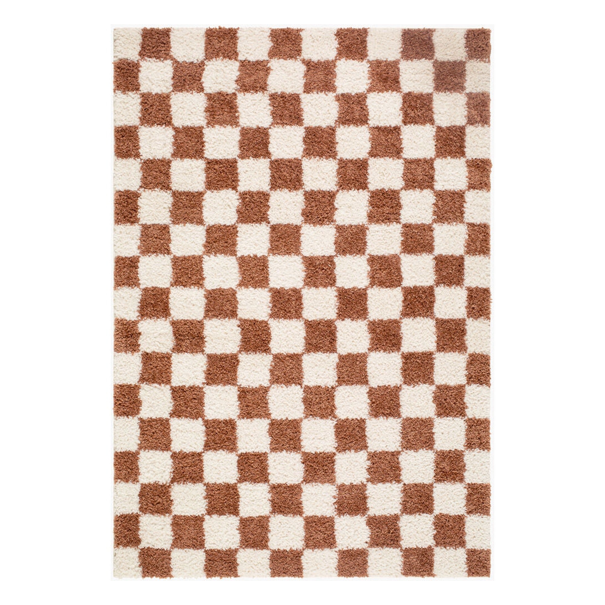 Czechia Burnt Orange/Off-White Machine Woven Rug - 5'3" x 7'