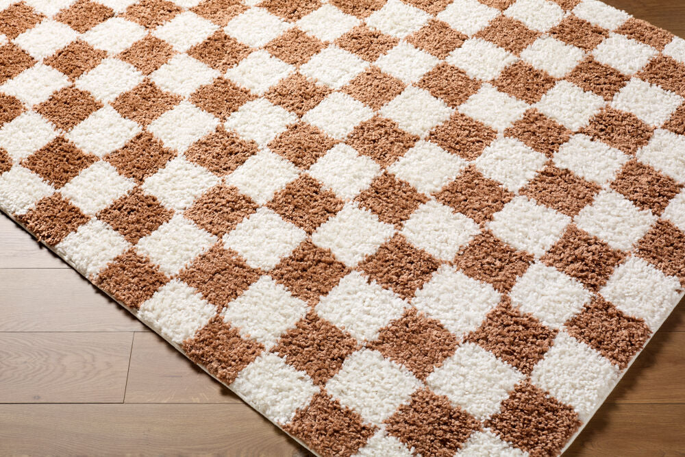 Czechia Burnt Orange/Off-White Machine Woven Rug - corner
