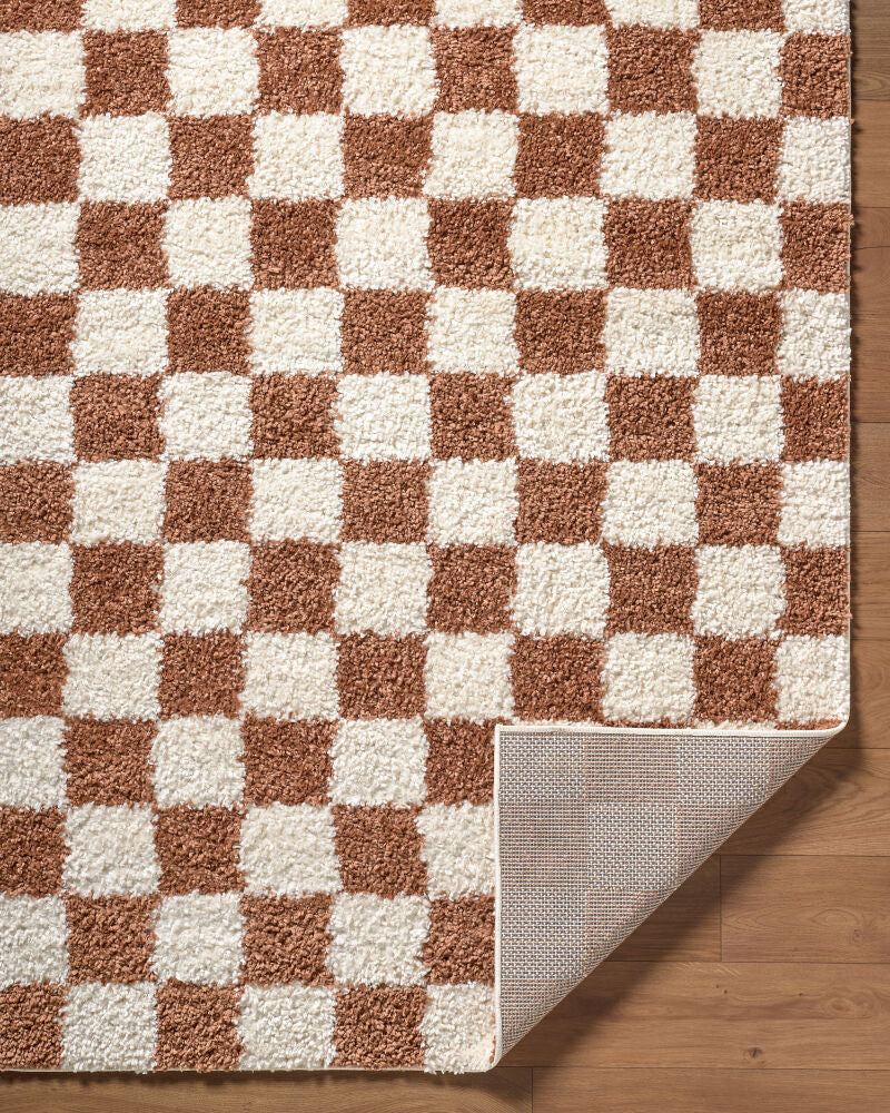 Czechia Burnt Orange/Off-White Machine Woven Rug - fold