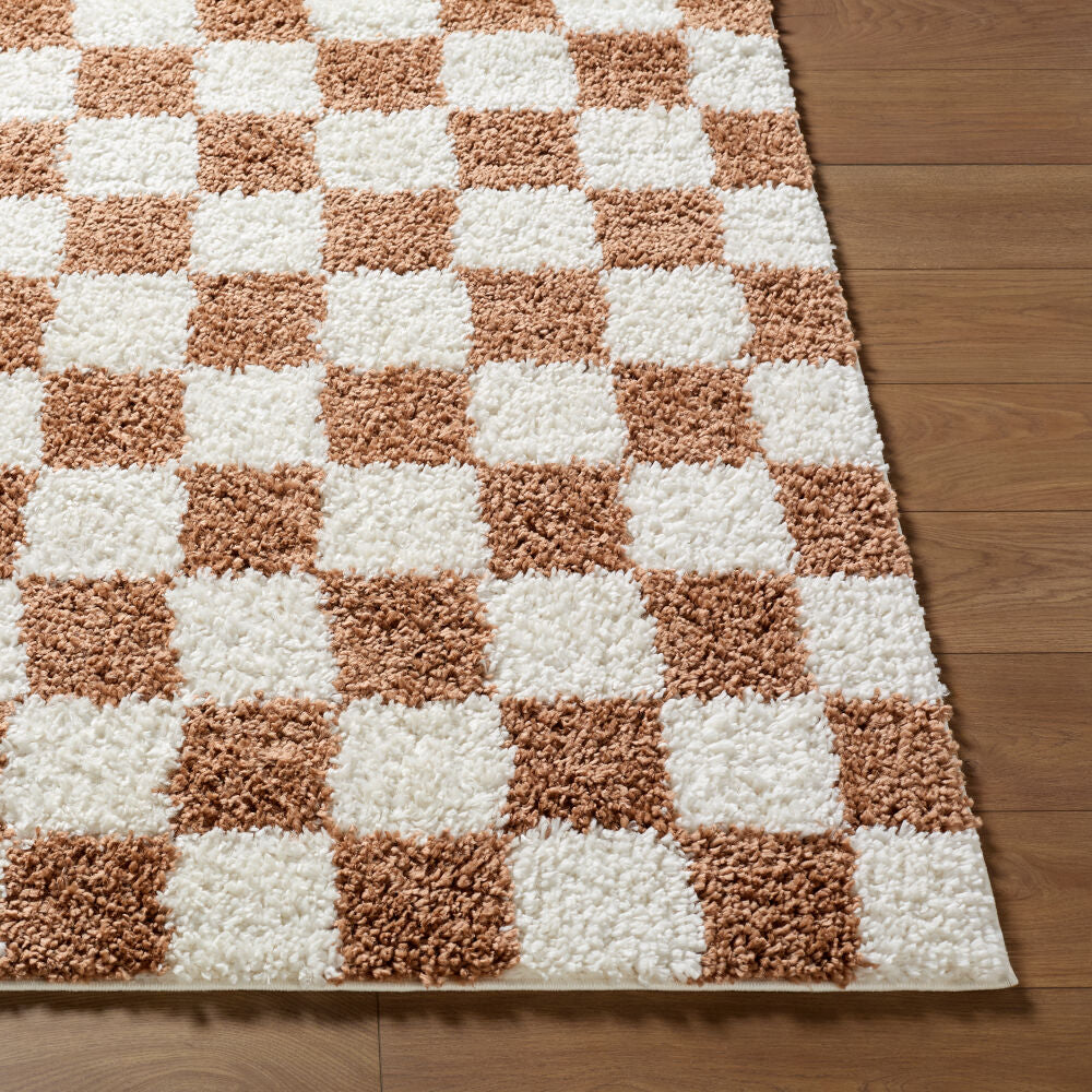 Czechia Burnt Orange/Off-White Machine Woven Rug - front