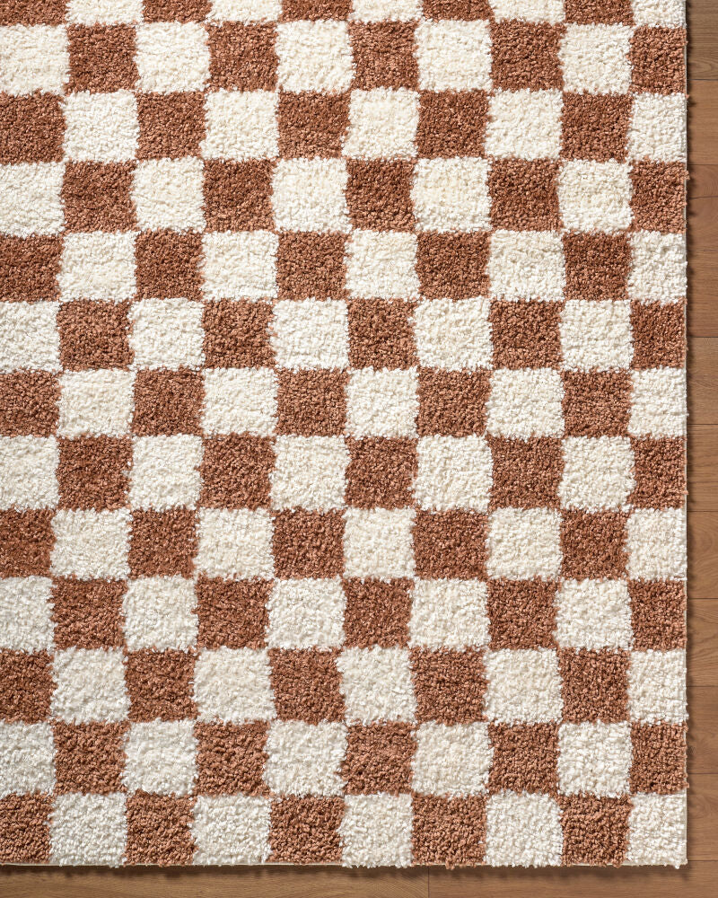 Czechia Burnt Orange/Off-White Machine Woven Rug - overhead