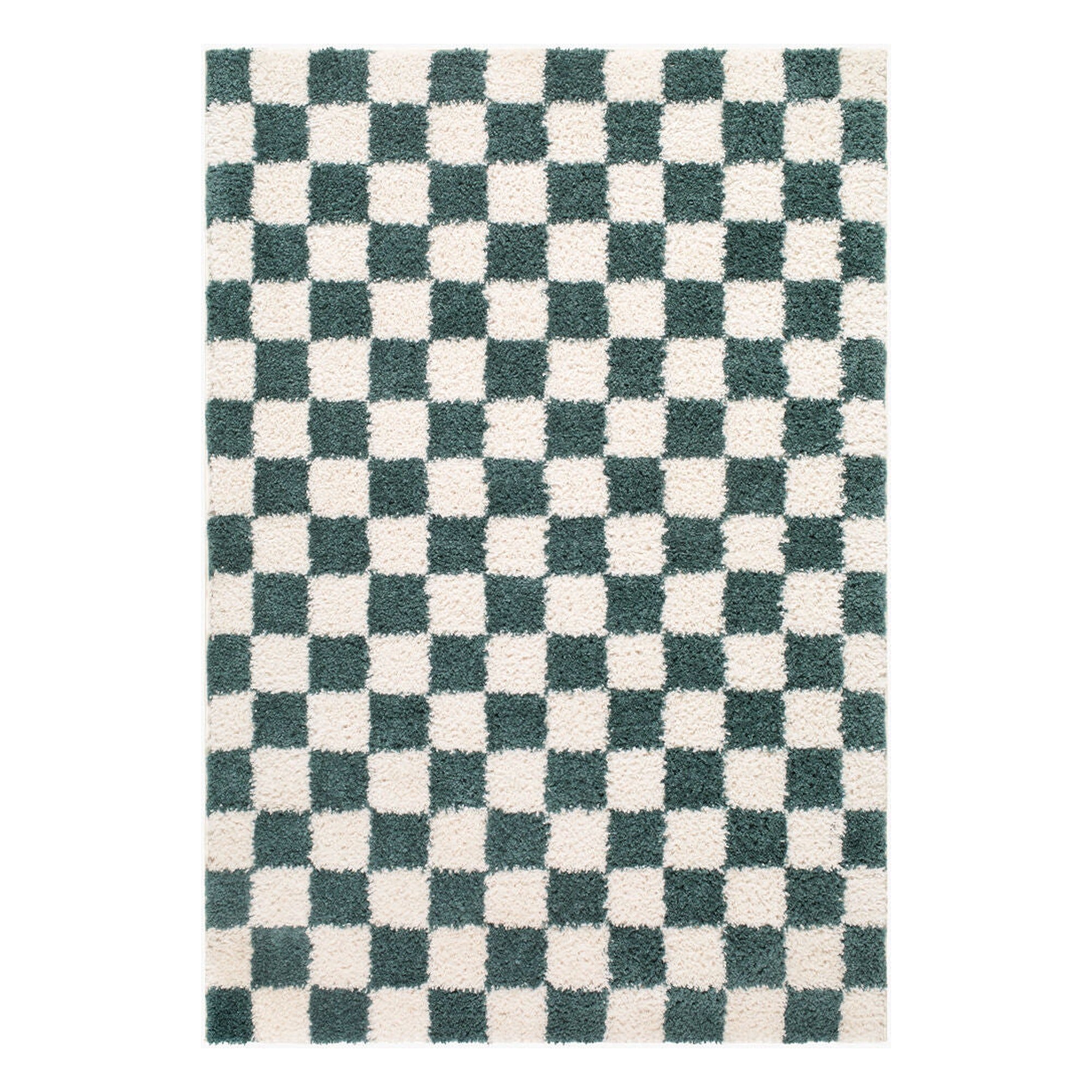 Czechia Deep Teal/Off-White Machine Woven Rug - 5'3" x 7'