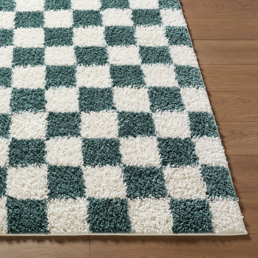 Czechia Deep Teal/Off-White Machine Woven Rug - front
