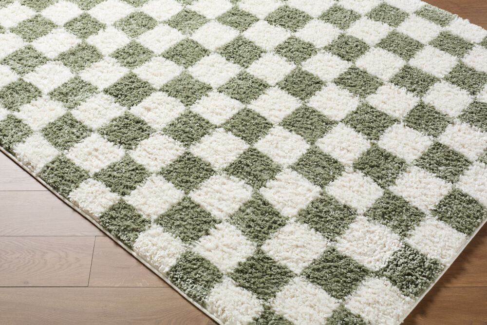 Czechia Ivory/Olive Machine Woven Rug - corner