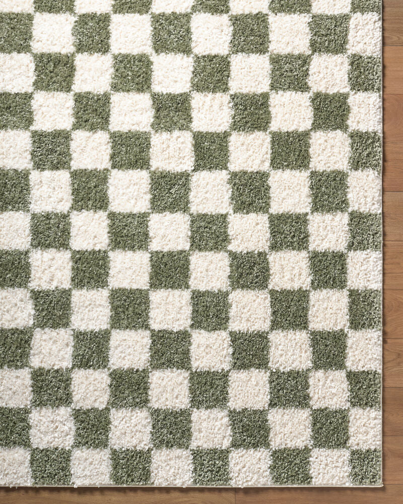 Czechia Ivory/Olive Machine Woven Rug - overhead
