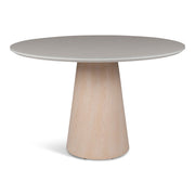 Modern Brazilian - Mona - Glass Top Round Dining Table - Off White Top - Nevoa Base