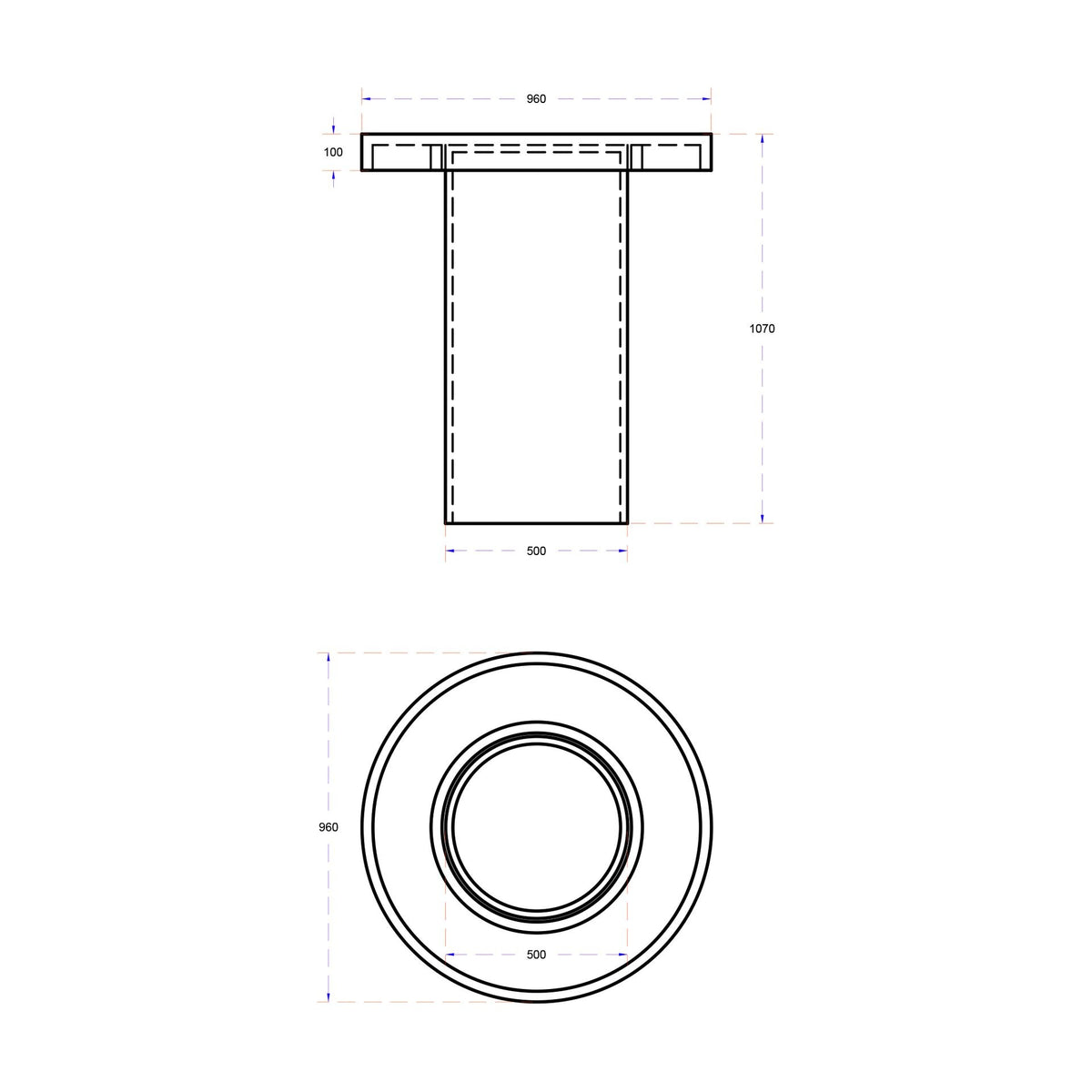 Circa Dark Grey Concrete Bar Height Table 38" by Urbia - detail 5