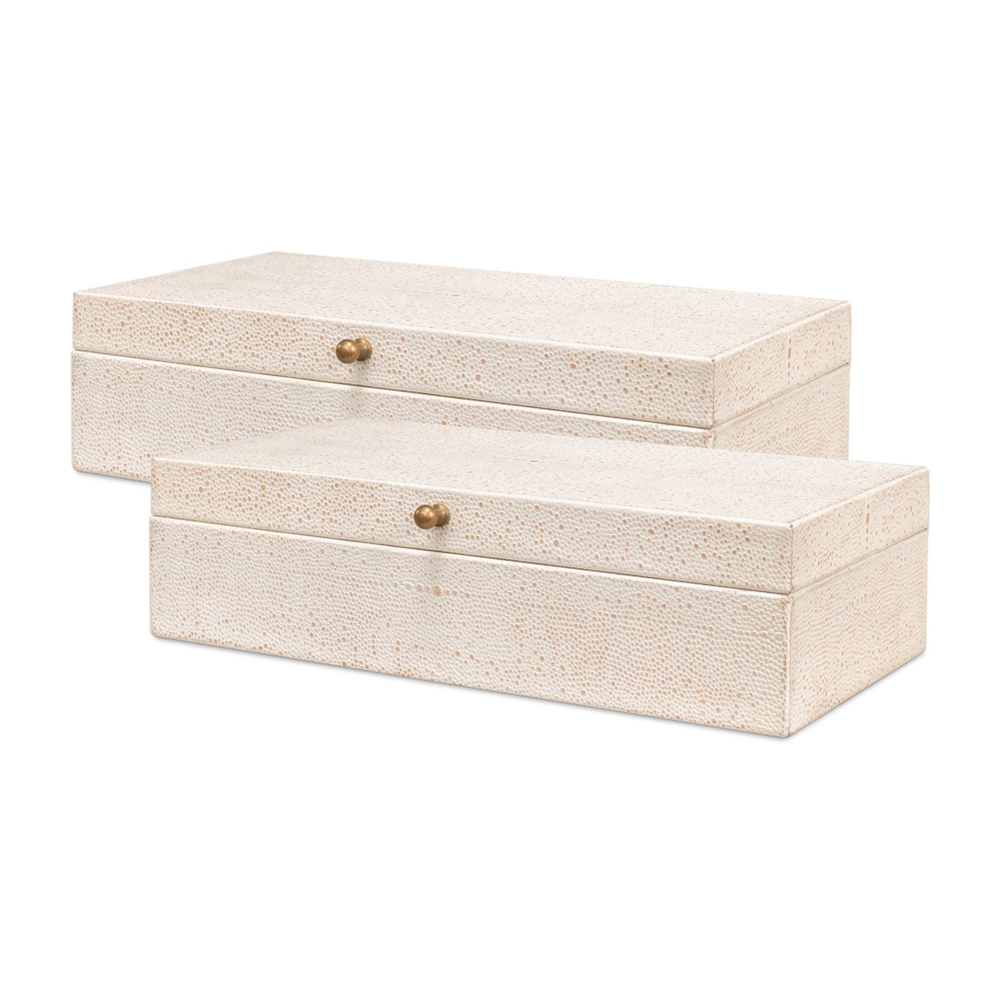 Gatsburg Shagreen Box,Osprey White, S/2 by Sarreid Ltd