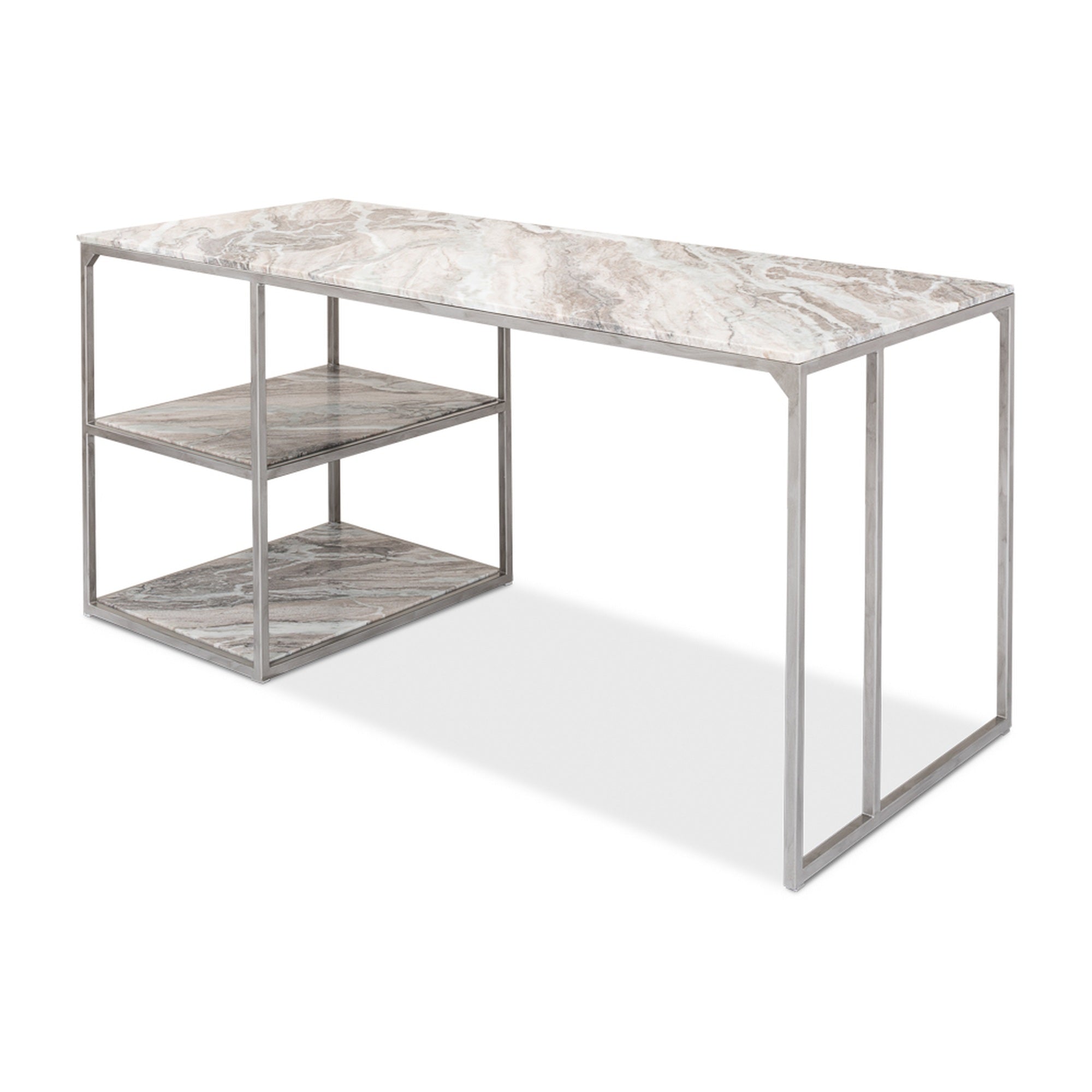 Open Desk With Shelves, Marble Top by Sarreid Ltd