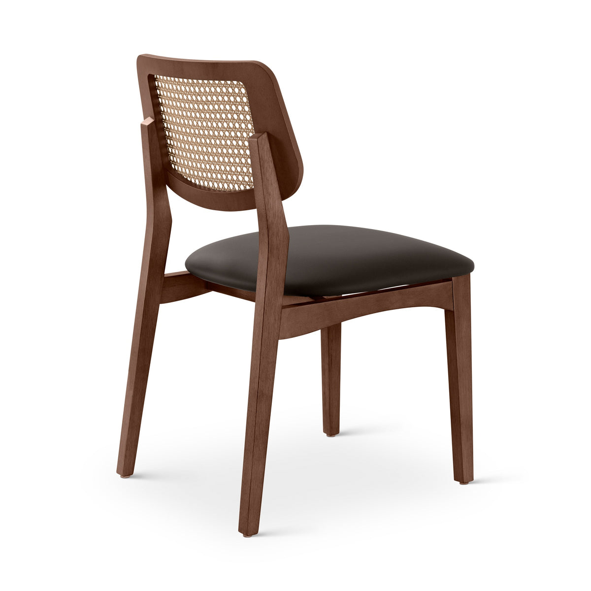 Beth Cane Dining Chair Nogal, Shimmy Black Vinyl, Nogal Cane by Urbia - detail 4
