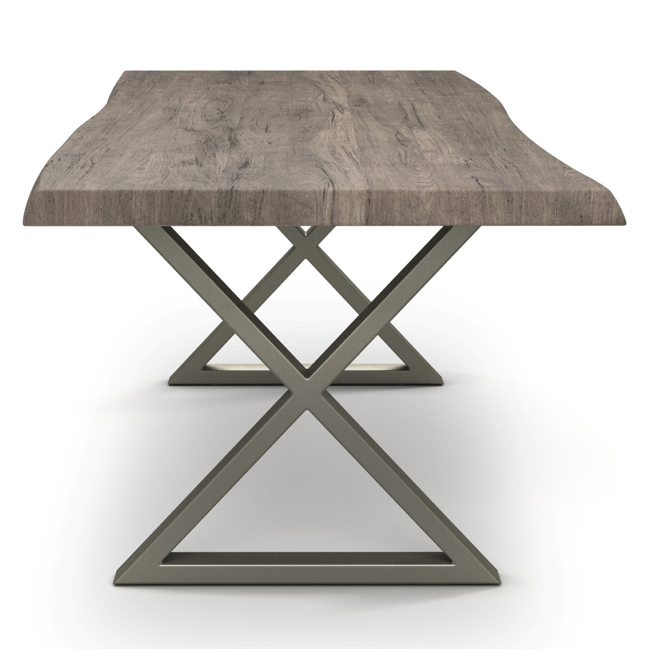 Brooks - Dining Table - X Base - 40" x 116" - Sandblasted Grey Top - Pewter Base