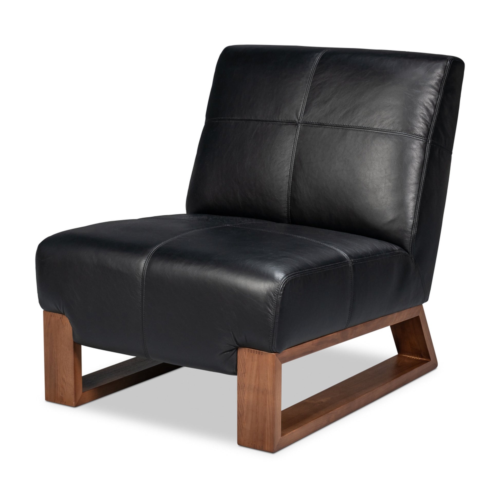 Wylam Leather Chair Onyx Black by Sarreid Ltd